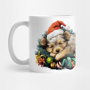 Lazy Yorkshire Terrier Dog at Christmas Mug